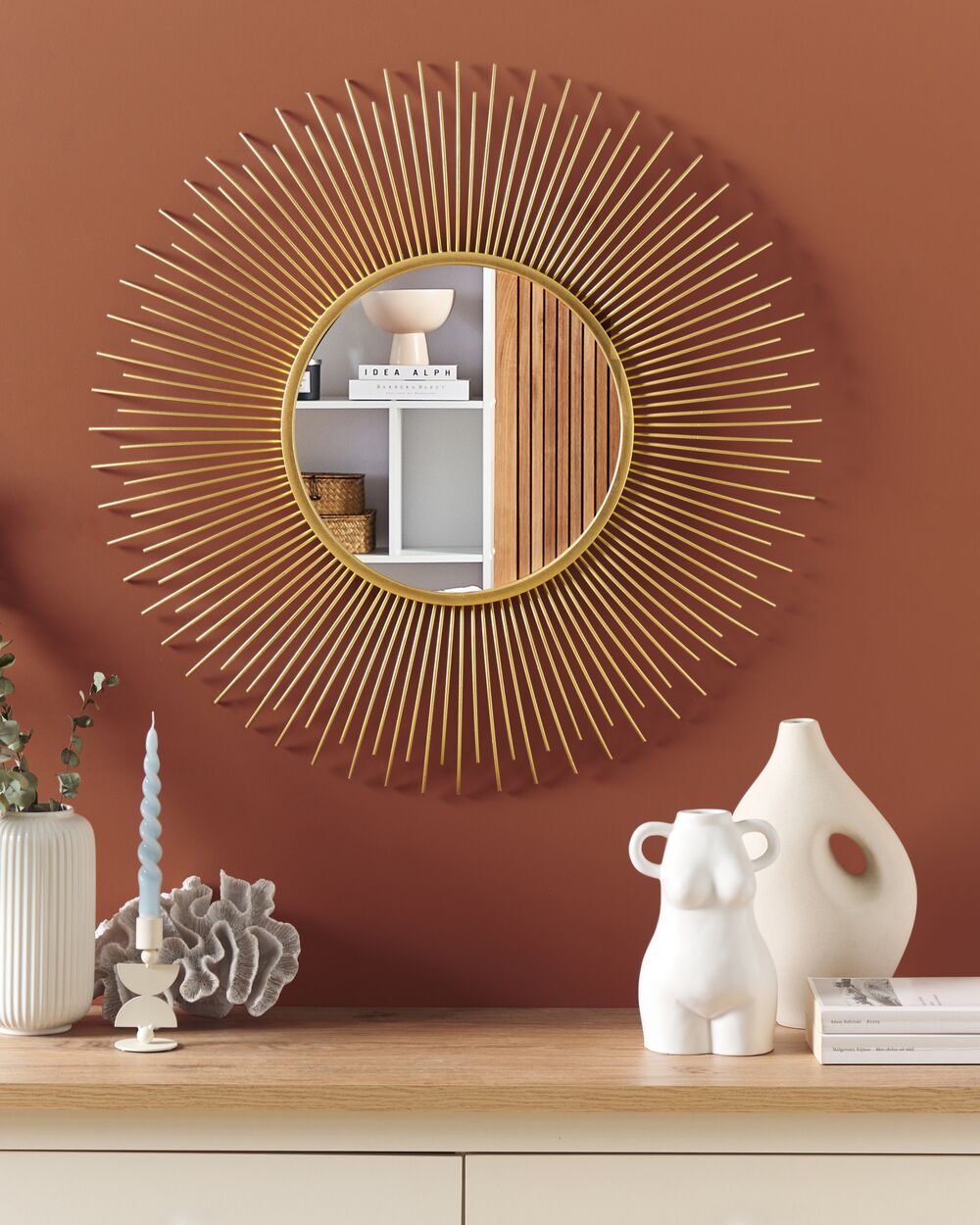 Specchio da parete tondo ø80 cm in color oro CILLY 