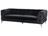 3 Seater Velvet Fabric Sofa Black SOTRA_706346