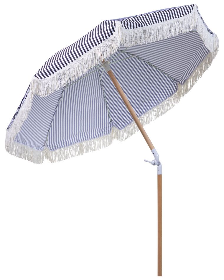 Sonnenschirm ⌀ 150 cm schwarz / weiß mit Volant MONDELLO Beliani.de