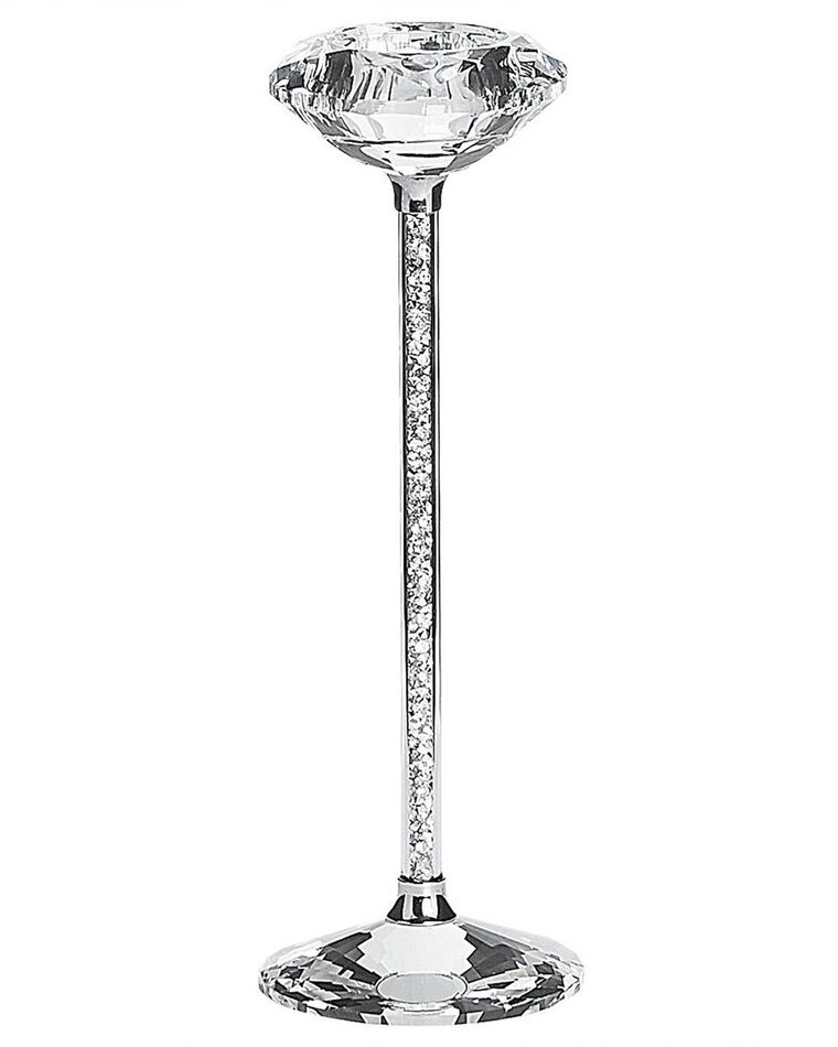 Świecznik szklany 23 cm srebrny KOFI SLIM_723628