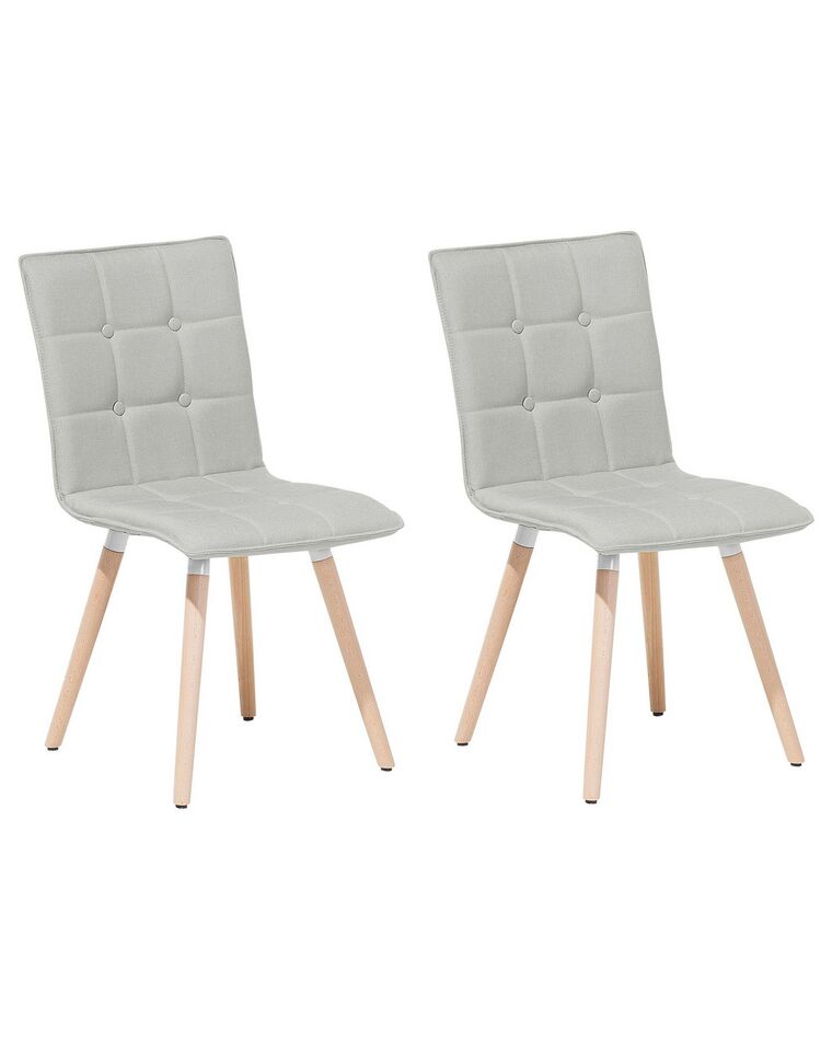 Set of 2 Fabric Dining Chairs Light Grey BROOKLYN_743934