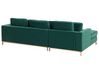 Left Hand Velvet Corner Sofa with Ottoman Emerald Green OSLO_744131
