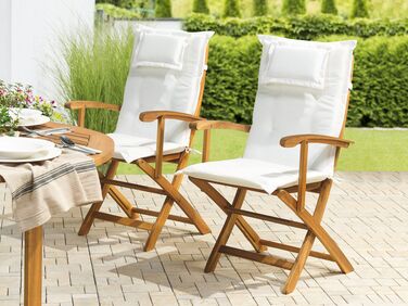 Set of 2 Outdoor Seat/Back Cushions White MAUI