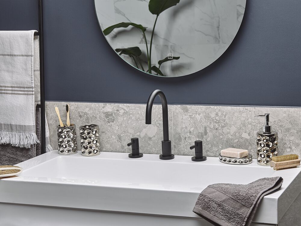 Badezimmer Set 5-teilig Keramik silber TIRUA | Beliani.de