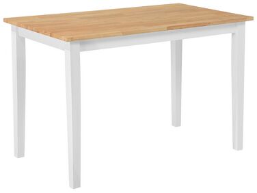 Mesa de comedor de madera de caucho clara/blanco 120 x 75 cm HOUSTON