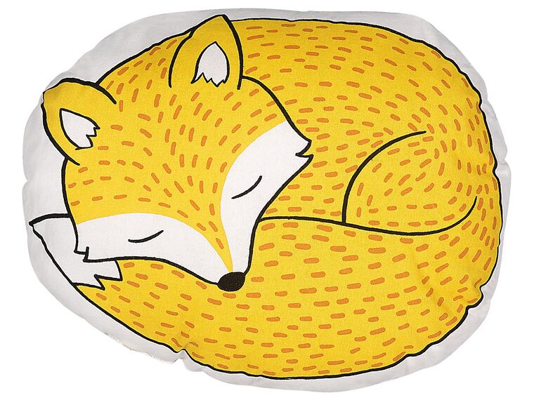 Almofada decorativa amarela com motivo de raposa 50 x 40 cm DHANBAD_790675