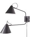 Nástenná kovová lampa s 2 tienidlami čierna MANDIRI_884160
