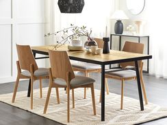 Ruokapöytä vaalea puu/musta 180 x 90 cm IVORIE Ruokapöytä vaalea puu/musta 180 x 90 cm IVORIE