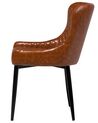 Conjunto de 2 sillas de comedor de piel sintética marrón dorado/negro SOLANO_703315
