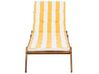 Wooden Reclining Sun Lounger with Cushion Yellow and White CESANA_774991