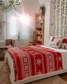2 poduszki dekoracyjne z reniferem 45 x 45 cm czerwono-białe SVEN_884106