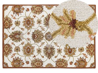Teppich Wolle beige / braun 140 x 200 cm Kurzflor EZINE