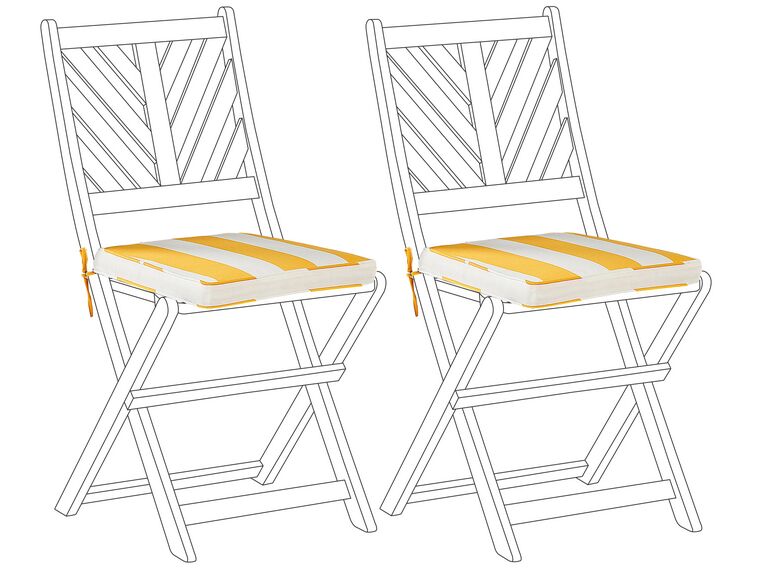 Set of 2 Outdoor Seat Pad Cushions Yellow and White TERNI _842507