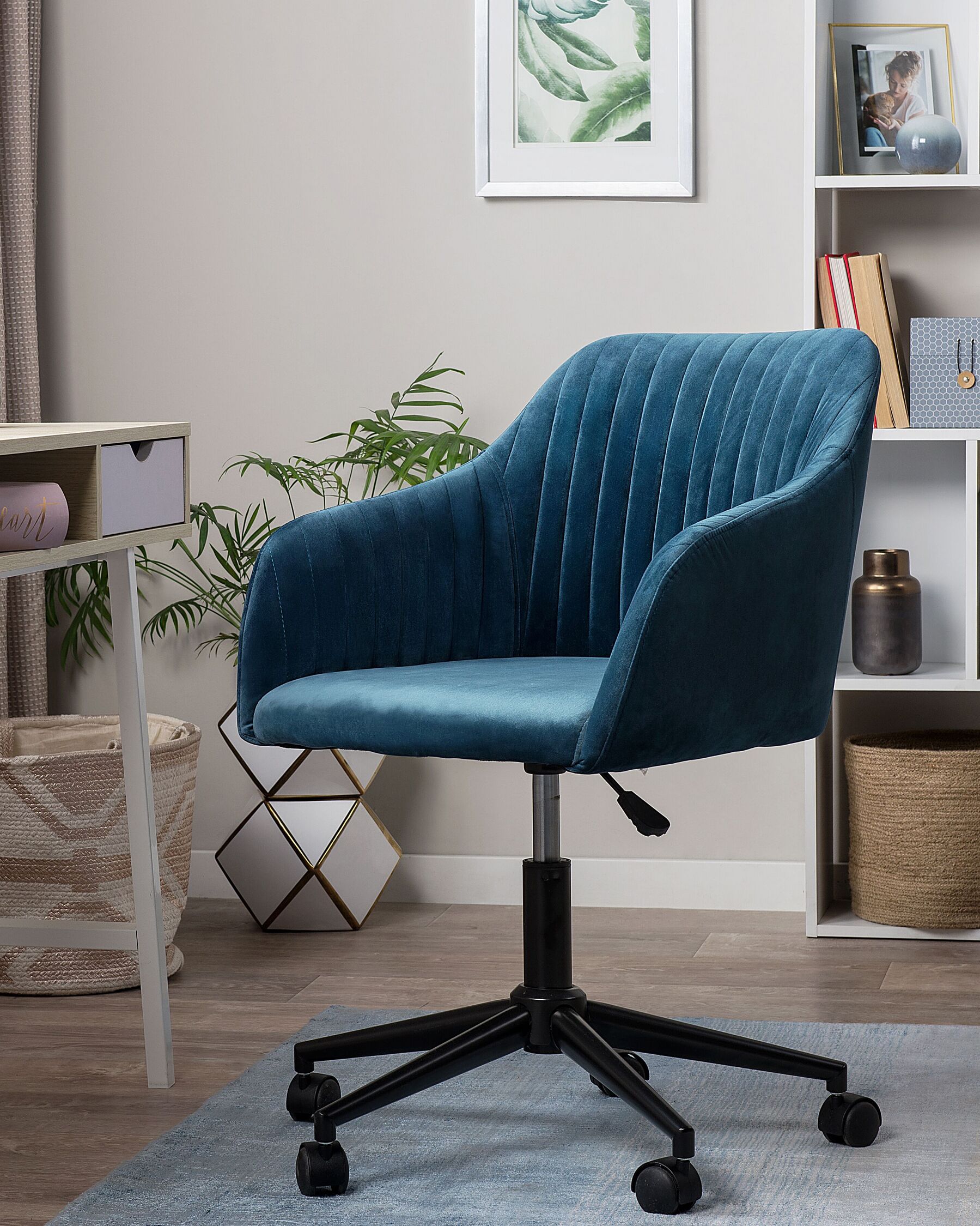 Velvet Desk Chair Teal Blue VENICE Beliani.co.uk