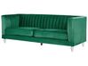 3 Seater Velvet Fabric Sofa Green ARVIKA_806132