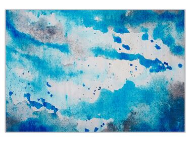 Teppich blau-grau 140 x 200 cm Flecken-Motiv Kurzflor BOZAT 