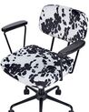 Chaise de bureau motif peau de vache en velours noir et blanc ALGERITA_855248