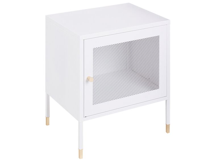 Mesh Door Steel Bedside Table White OSSETT_900500