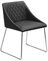 Conjunto de 2 sillas de comedor de piel sintética negro/plateado ARCATA_808563