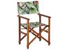 Set of 2 Acacia Folding Chairs and 2 Replacement Fabrics Dark Wood with Off-White / Toucan Pattern CINE_819190