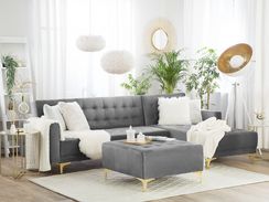 4-istuttava kulmasohva ja rahi sametti vasenk. harmaa ABERDEEN 4-istuttava kulmasohva ja rahi sametti vasenk. harmaa ABERDEEN