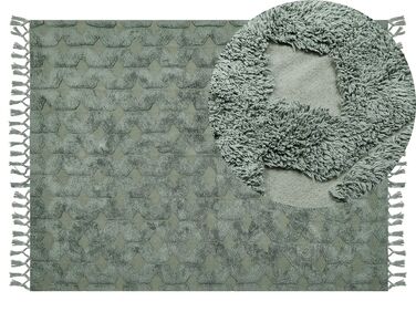 Teppich Baumwolle grün 140 x 200 cm geometrisches Muster Kurzflor KARS