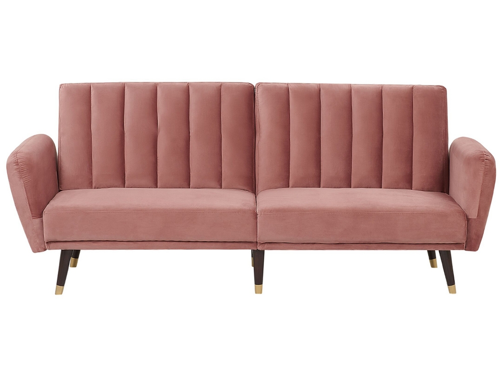 Velvet Sofa Bed Pink Vimmerby Beliani