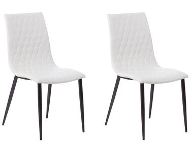 	Conjunto de 2 sillas de comedor de piel sintética blanco crema/negro MONTANA
