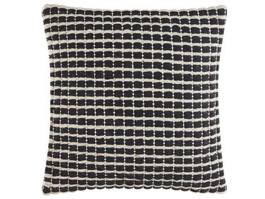 Wool Cushion Geometric Pattern 45 x 45 cm Black and White YONCALI