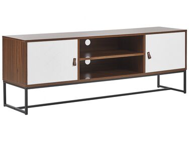 TV-Möbel dunkler Holzfarbton / weiß 150 x 40 x 55 cm NUEVA