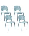 Set of 4 Plastic Dining Chairs Blue OSTIA_825353