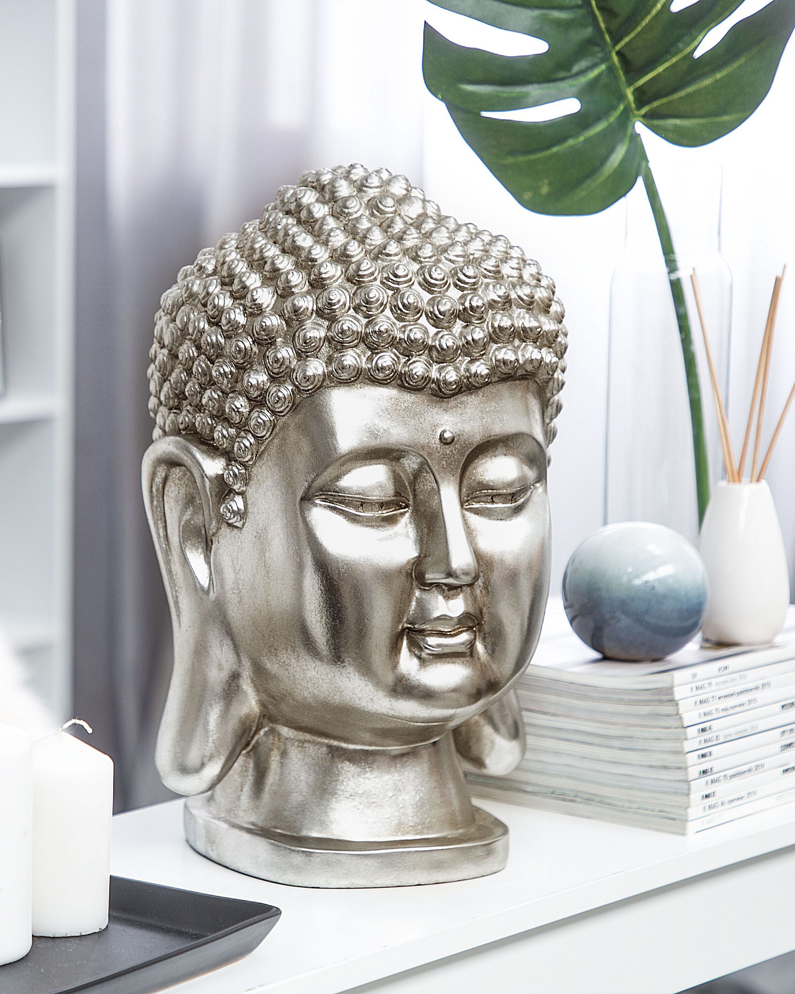 Estatueta decorativa prateada BUDDHA