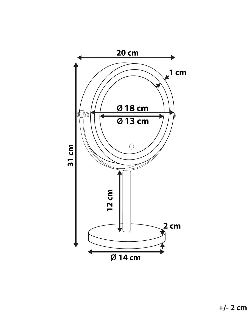 Lighted Table Mirror ø 20 cm silver VERDUN Beliani.hu
