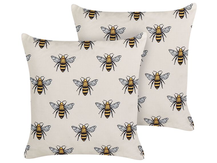 2 poduszki ogrodowe w pszczoły 45 x 45 cm beżowe CANNETO_881408