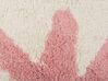 Coussin en coton avec pompons rose et blanc 30 x 50 cm ACTAEA_888117