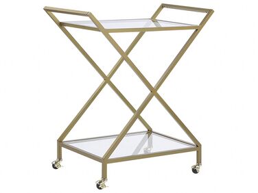 Metal Drinks Trolley with Glass Top Gold IVERA