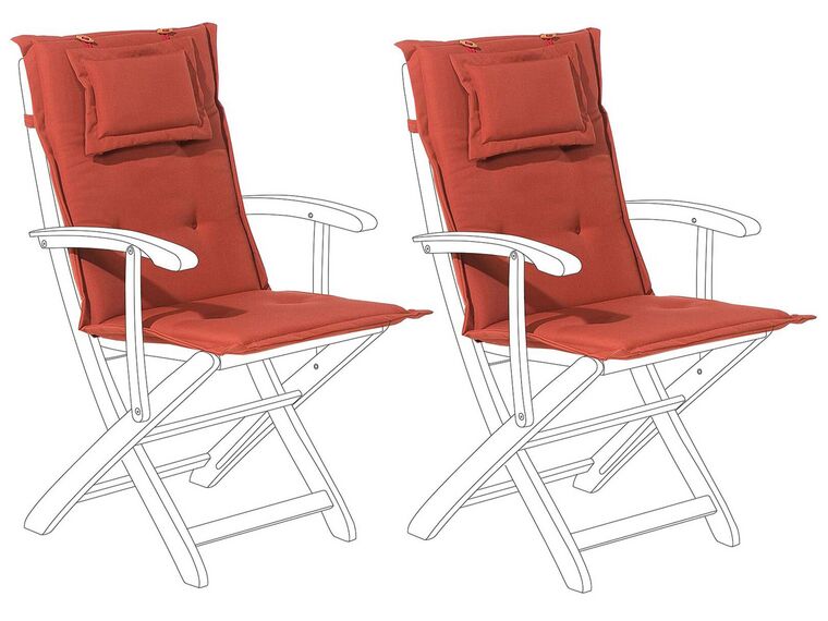 Set of 2 Outdoor Seat/Back Cushions Red MAUI_769613