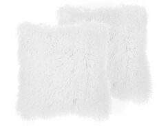 Koristetyynysetti 45 x 45 cm pörröinen valkoinen CIDE Koristetyynysetti 45 x 45 cm pörröinen valkoinen CIDE