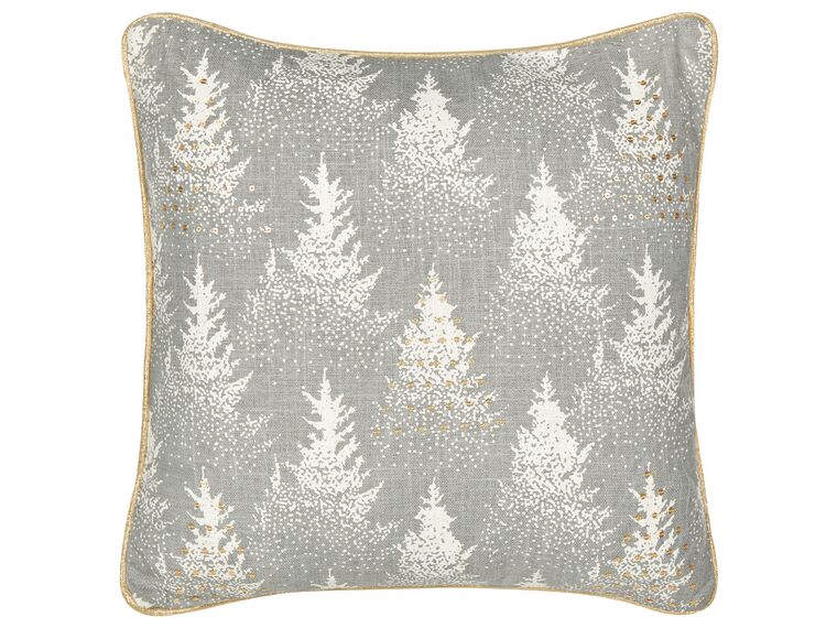 Almofada decorativa com padrão natalício em algodão cinzento e branco 45 x 45 cm BILLBERGIA_887598