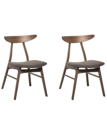 Set of 2 Wooden Dining Chairs Dark Wood and Grey LYNN
