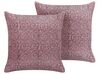 Set of 2 Velvet Cushions Floral Motif 45 x 45 cm Pink ROMNEYA_838218