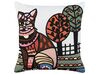 Vyšívaný bavlněný polštář s motivem kočky 50 x 50 cm vícebarevný MEHSANA_829305