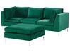 Canapé modulable 3 places en velours vert avec pouf ottoman EVJA_789431
