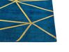 Tapete em viscose azul marinho e dourado com padrão geométrico 80 x 150 cm HAVZA_806546