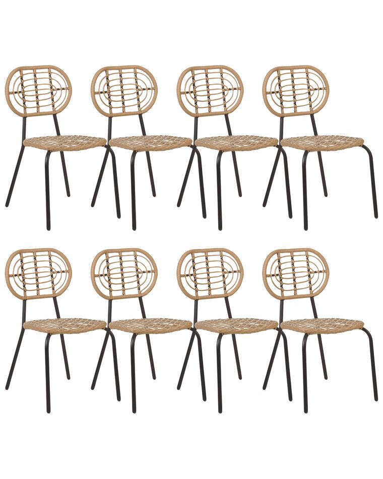 Conjunto de 8 cadeiras de jardim em rattan cor natural PRATELLO_867997