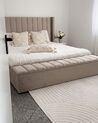 Velvet EU Super King Size Bed with Storage Bench Beige NOYERS_895699