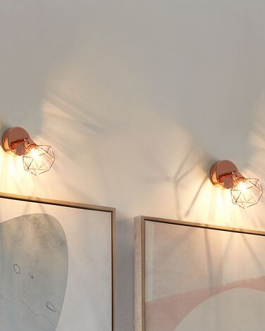 Set of 2 Metal Spotlight Lamps Copper ERMA