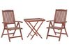 Set de terrasse table et 2 chaises en bois foncé coussins blanc cassé TOSCANA_804067