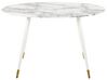 Oválny jedálenský stôl s mramorovým efektom 120 x 70 cm biely GUTIERE_850637