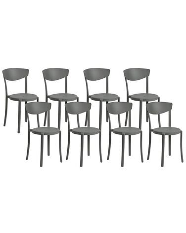 Conjunto de 8 cadeiras de jantar cinzentas escuras VIESTE